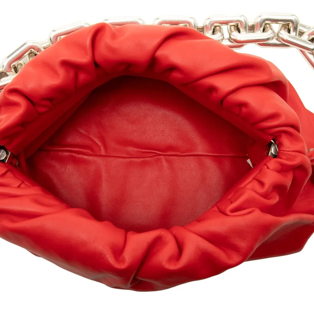 Bottega Veneta Lambskin Chain Pouch Red Leather Very good - Model View