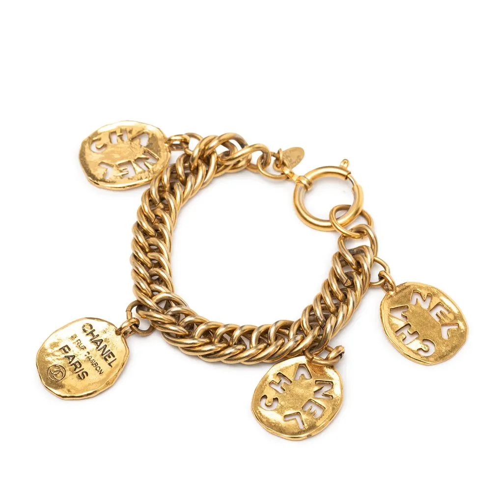 Chanel Gold Plated 31 Rue Cambon Logo Charm Bracelet Gold Metal Very good - Back View