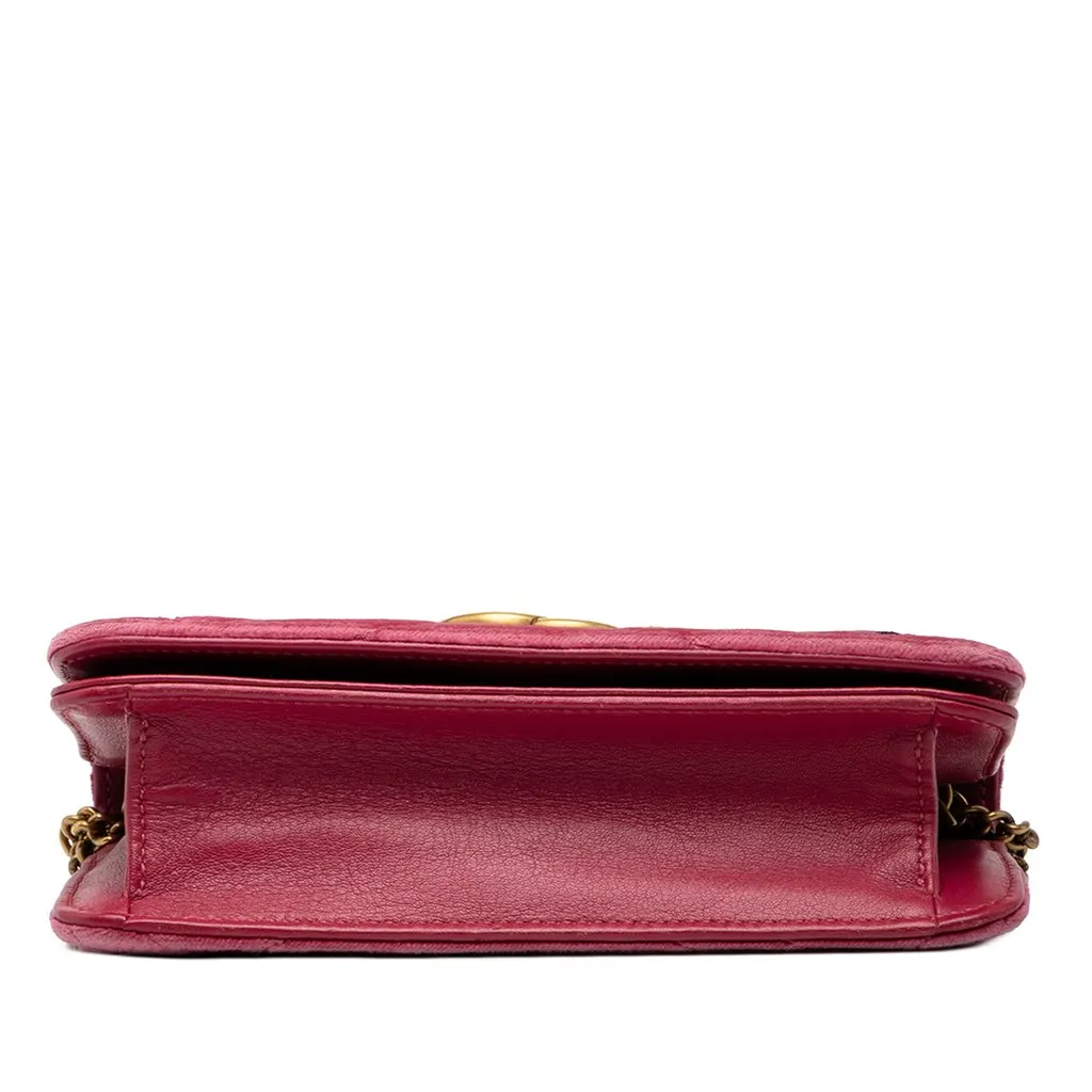 Gucci Mini GG Marmont Embroidered Matelasse Velvet Love Wallet On Chain Pink Velvet Very good - Inside View