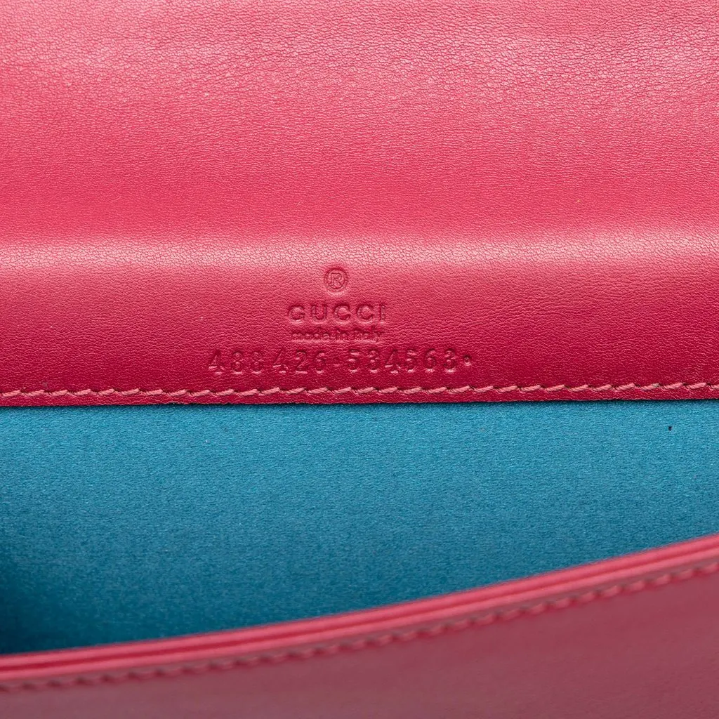 Gucci Mini GG Marmont Embroidered Matelasse Velvet Love Wallet On Chain Pink Velvet Very good - Box View