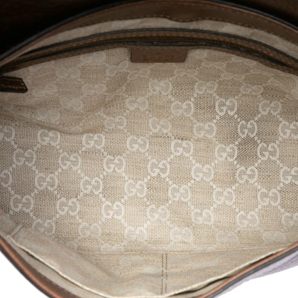 Gucci Grained Calfskin Harness Shoulder Bag Brown Leather Very good - Model View