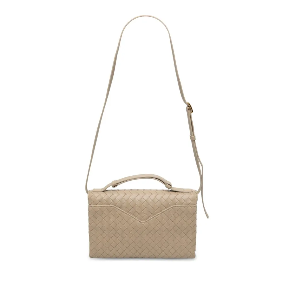 Bottega Veneta Nappa Intrecciato Knot Lock Top Handle Bag Beige Leather Very good - Back View