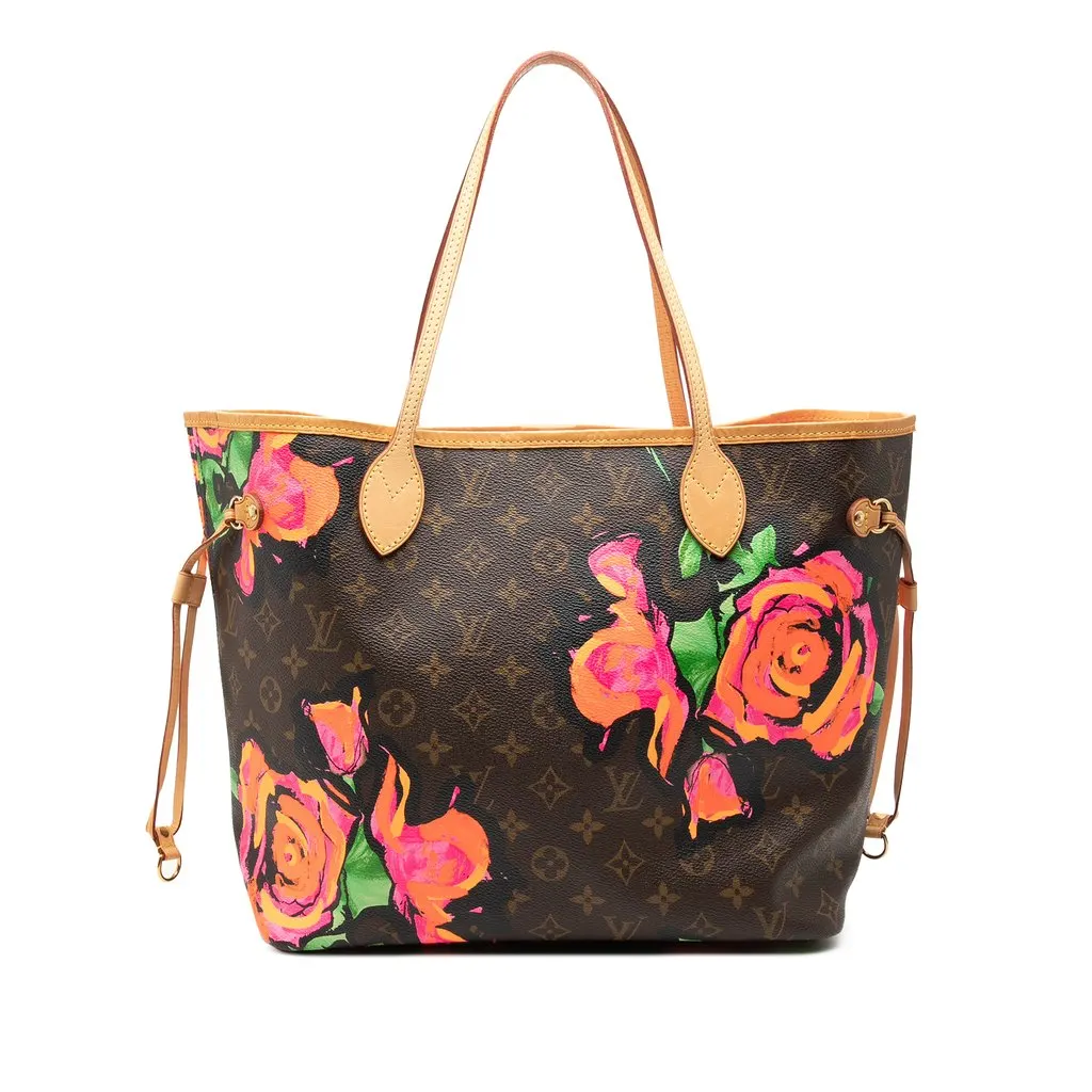 Louis Vuitton Monogram Roses Neverfull MM Brown Very good - Front View