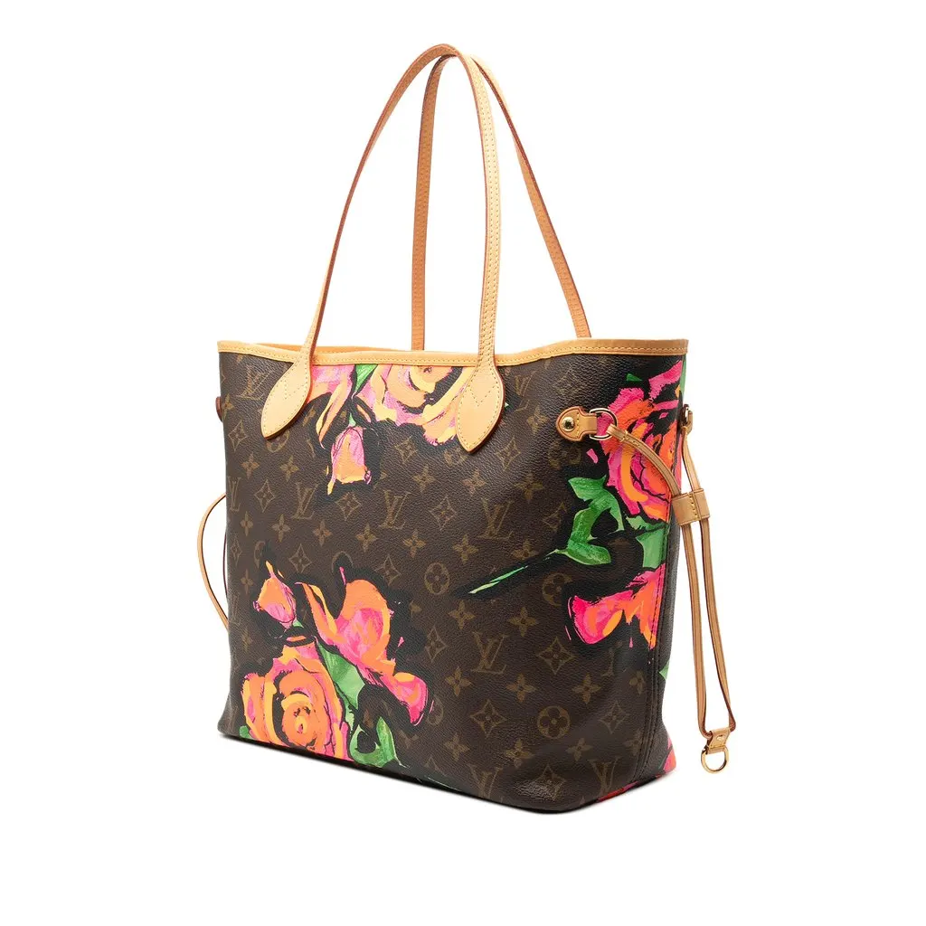 Louis Vuitton Monogram Roses Neverfull MM Brown Very good - Back View