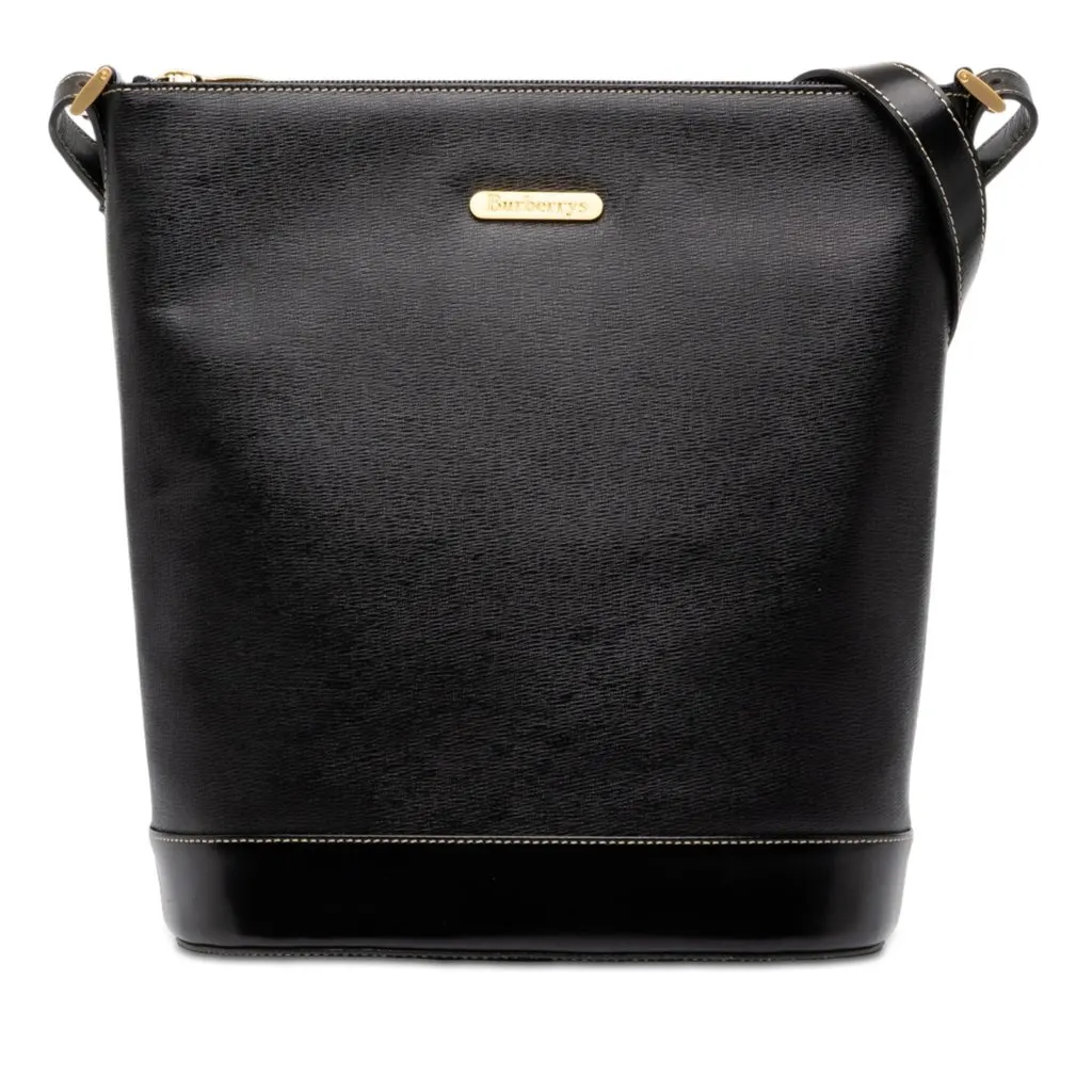 Burberry Leather Shoulder Bag Black Leather Good - Front View