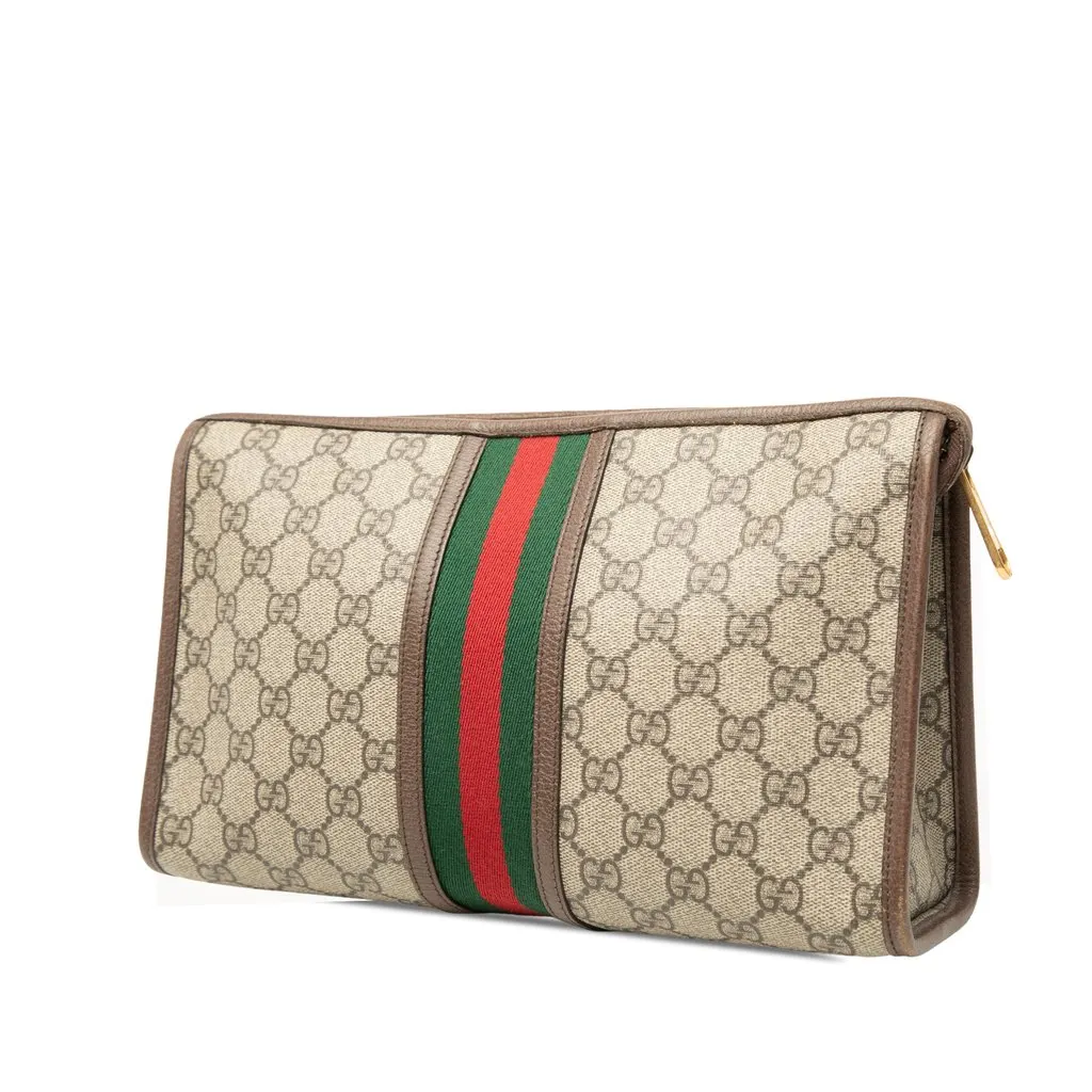 Gucci GG Supreme Web Ophidia Clutch Beige Canvas Very good - Back View