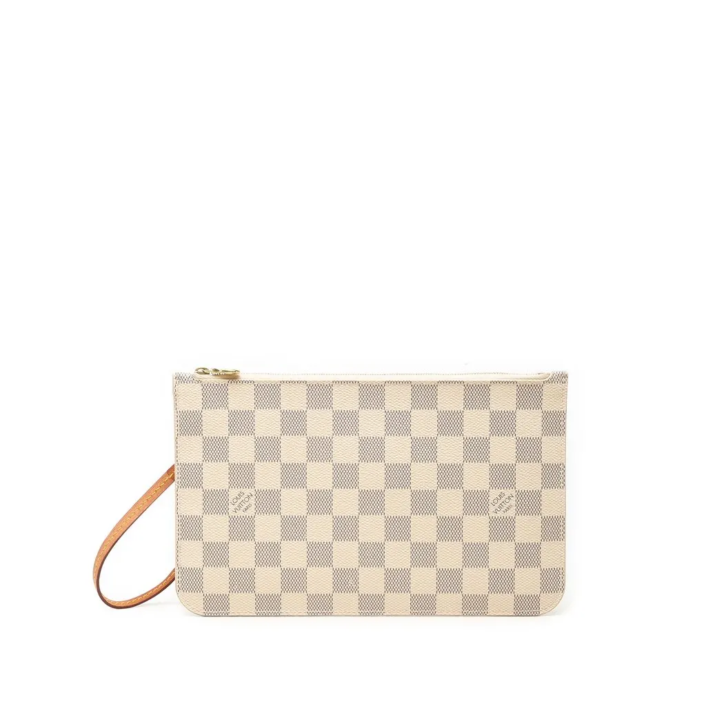 Louis Vuitton Damier Azur Neverfull Pouch MM White Very good - Front View