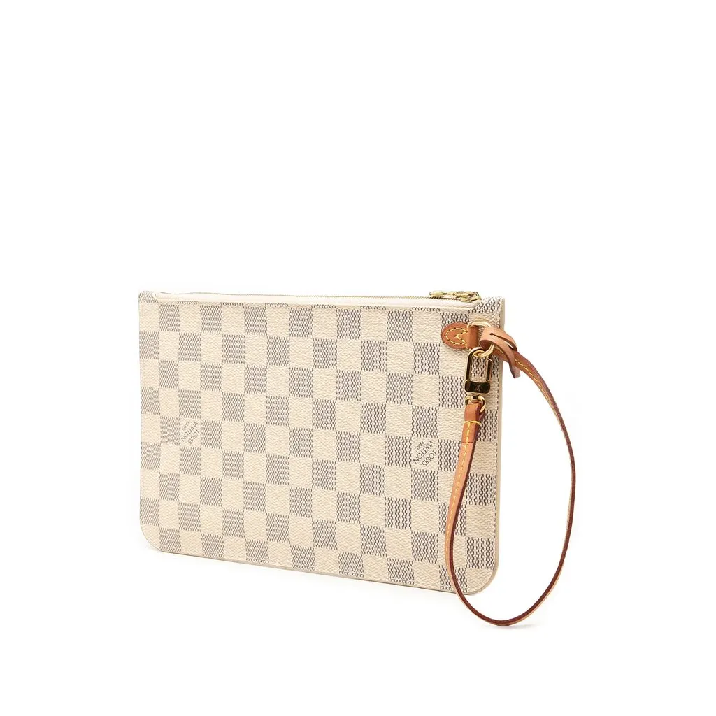Louis Vuitton Damier Azur Neverfull Pouch MM White Very good - Back View
