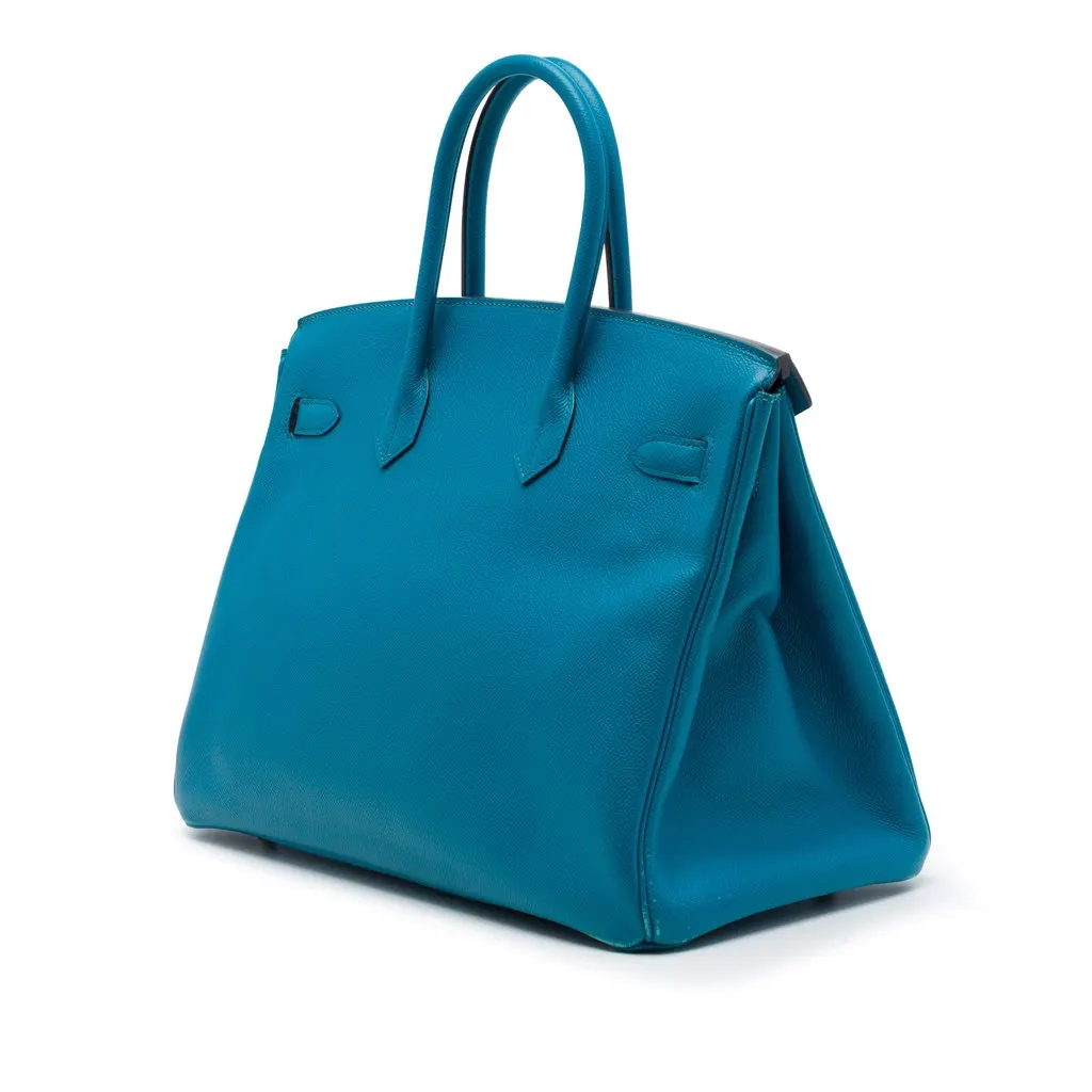 Hermès Epsom Birkin Retourne 35 Blue Leather Very good - Back View