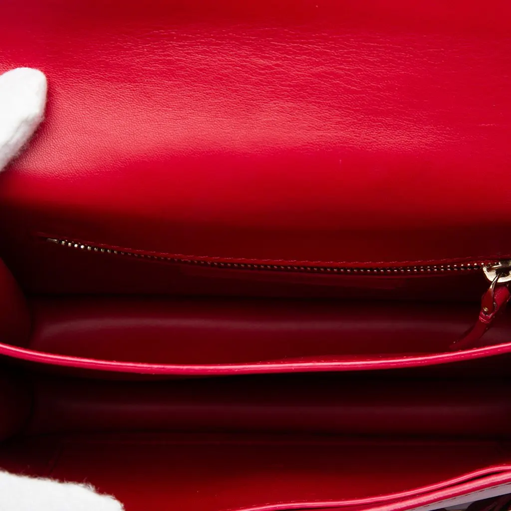 Valentino Leather Rockstud Flap Shoulder Bag Red Leather Good - Model View