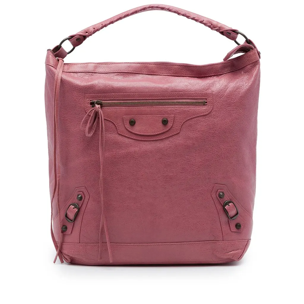 Balenciaga Lambskin Motocross Classic Day Hobo Pink Leather Very good - Front View