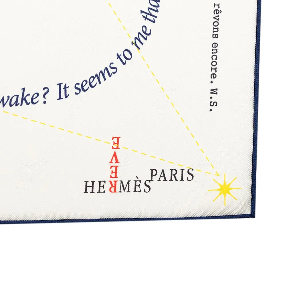 Hermès In Pursuit of Dreams Silk Scarf 70 White Never worn - Box View