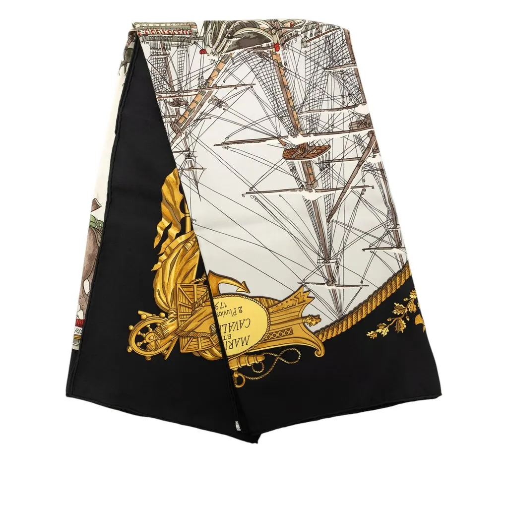 Hermès Marine et Cavalerie Silk Scarf 90