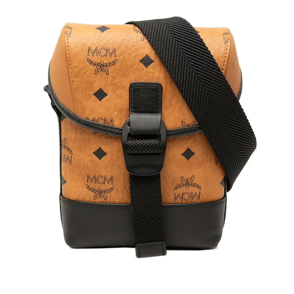 MCM Visetos Coated Canvas Aren NS Crossbody Brown Canvas Very good - Front View
