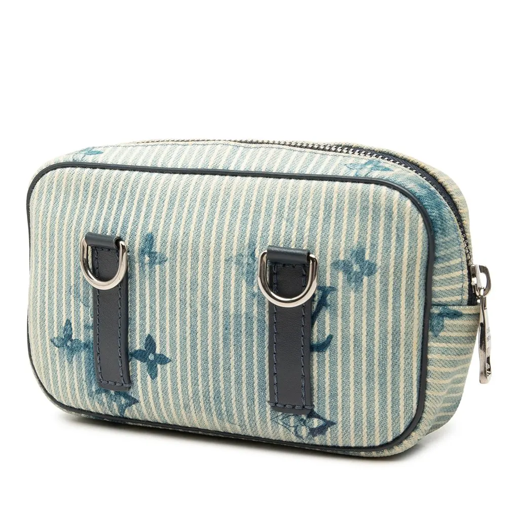 Louis Vuitton Monogram Denim Watercolor Hickory Stripes Outdoor Pouch Blue Very good - Back View
