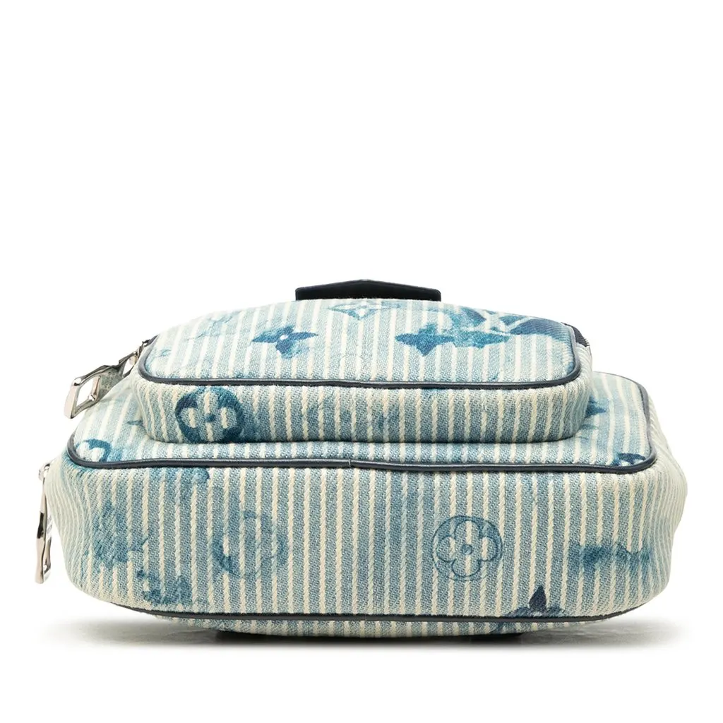 Louis Vuitton Monogram Denim Watercolor Hickory Stripes Outdoor Pouch Blue Very good - Inside View