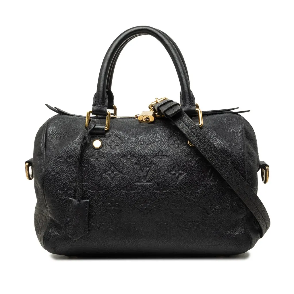 Louis Vuitton Monogram Empreinte Speedy Bandouliere 25 Blue Leather Good - Front View