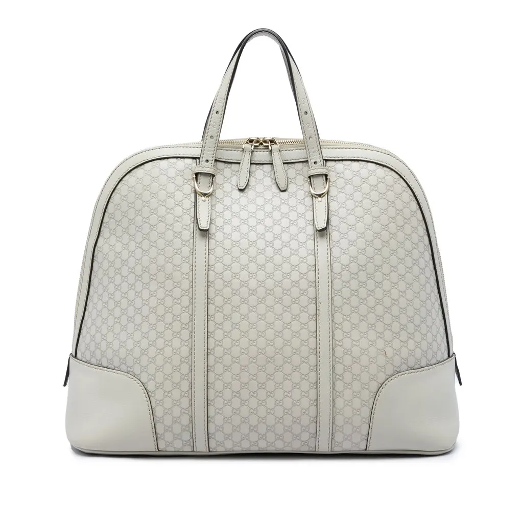 Gucci Large Microguccissima Nice Dome Top Handle Bag White Leather Good - Front View