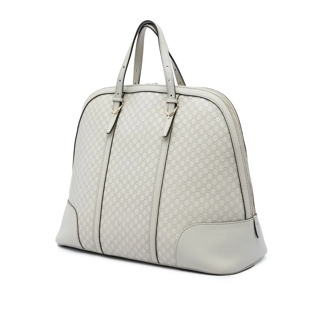 Gucci Large Microguccissima Nice Dome Top Handle Bag White Leather Good - Back View
