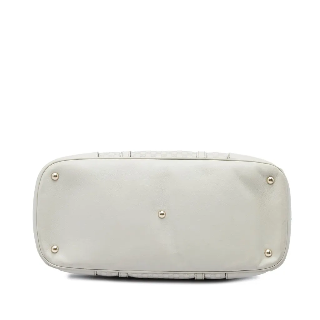 Gucci Large Microguccissima Nice Dome Top Handle Bag White Leather Good - Inside View