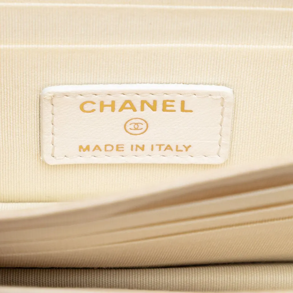Chanel Quilted Lambskin Romance Wallet On Chain White Leather Very good - Box View