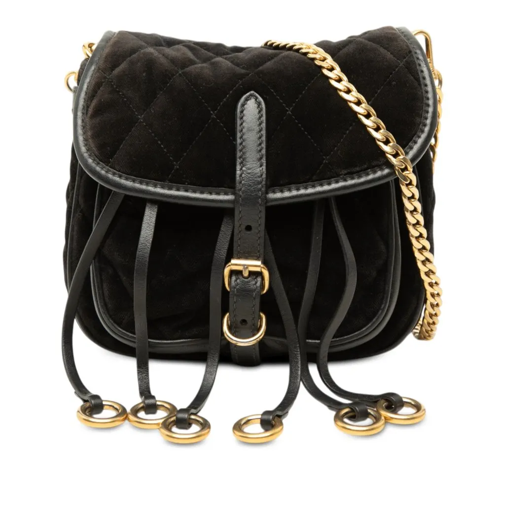 Prada Impuntu Velluto Corsaire Crossbody Black Velvet Very good - Front View