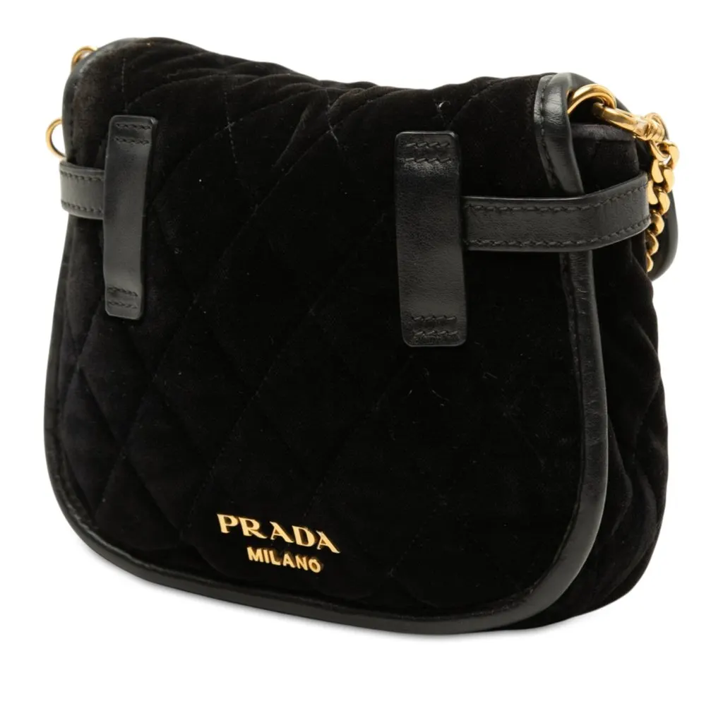 Prada Impuntu Velluto Corsaire Crossbody Black Velvet Very good - Back View