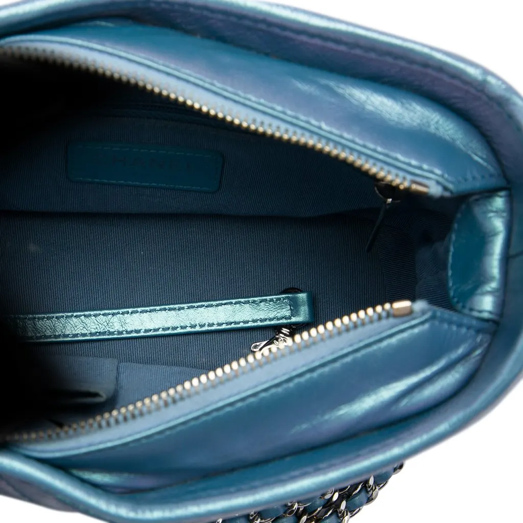 Chanel Small Quilted Iridescent Aged Calfskin Gabrielle Hobo Blue Leather Very good - Model View