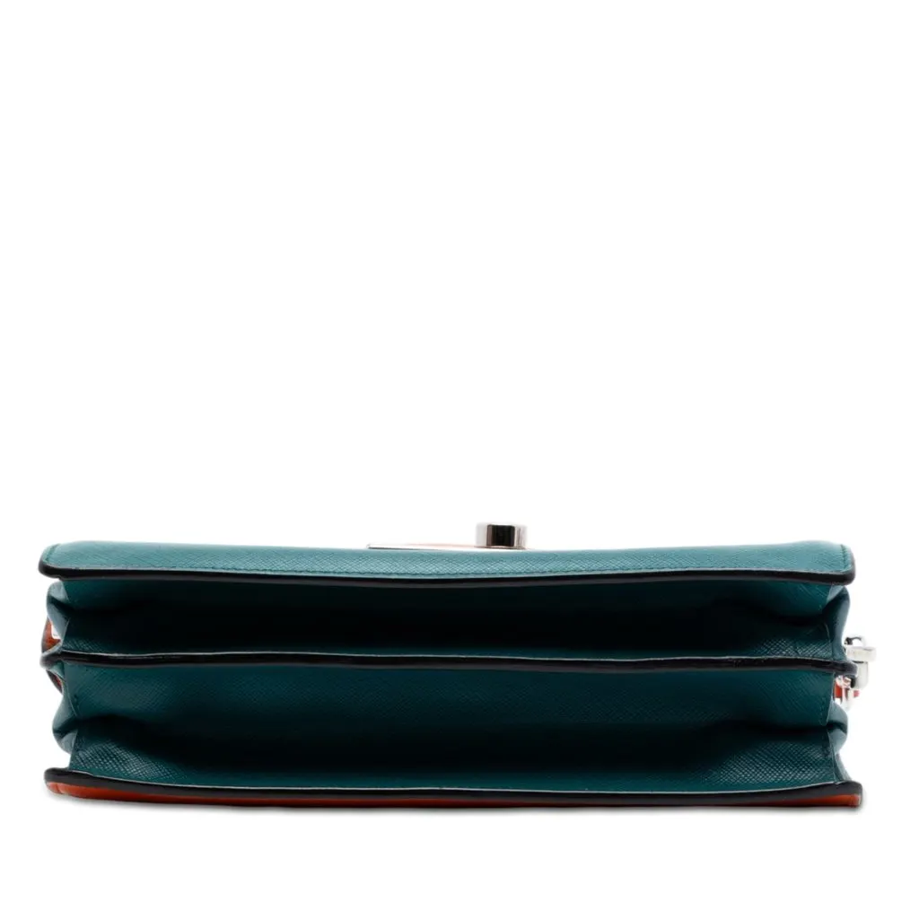 Prada Bicolor Saffiano Lux Sound Lock Satchel Blue Leather Very good - Inside View