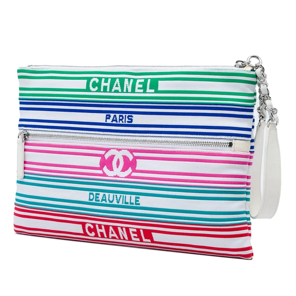 Chanel Venise Biarritz Mixed Fibers Clutch White Very good - Back View