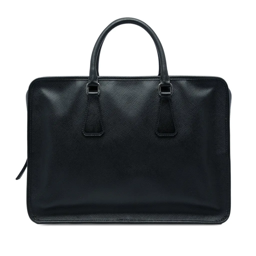 Prada Saffiano Business Bag Black Leather Very good - Front View