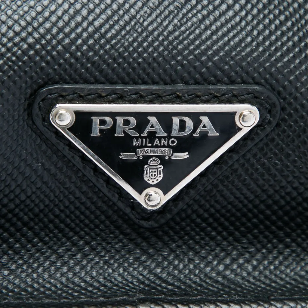 Prada Saffiano Business Bag Black Leather Very good - Box View