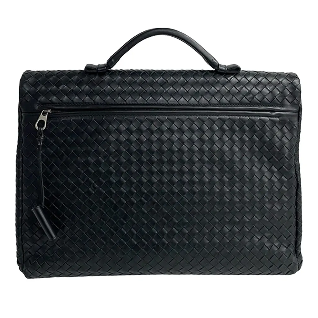 Bottega Veneta Nappa Intrecciato Briefcase Black Leather Good - Back View