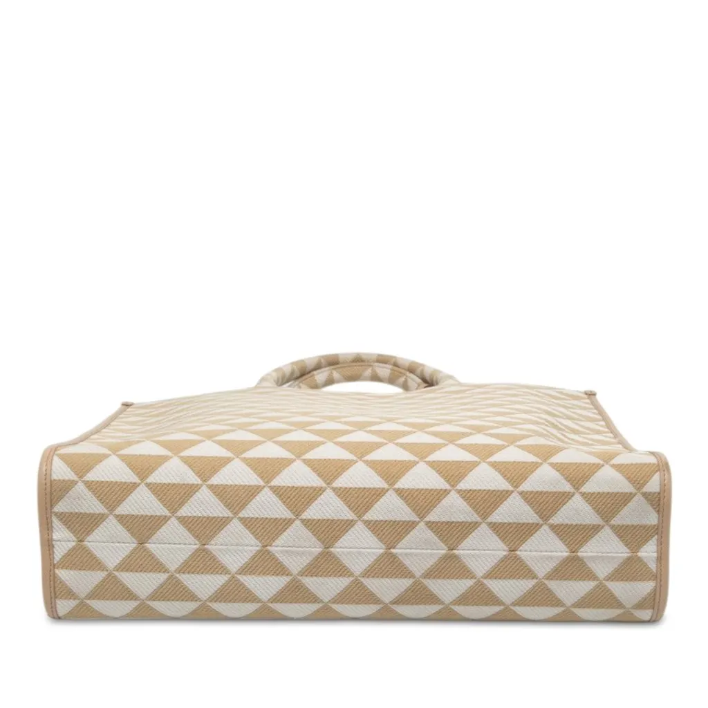 Prada Large Triangolo Jacquard Symbole Tote Beige Jacquard Good - Inside View
