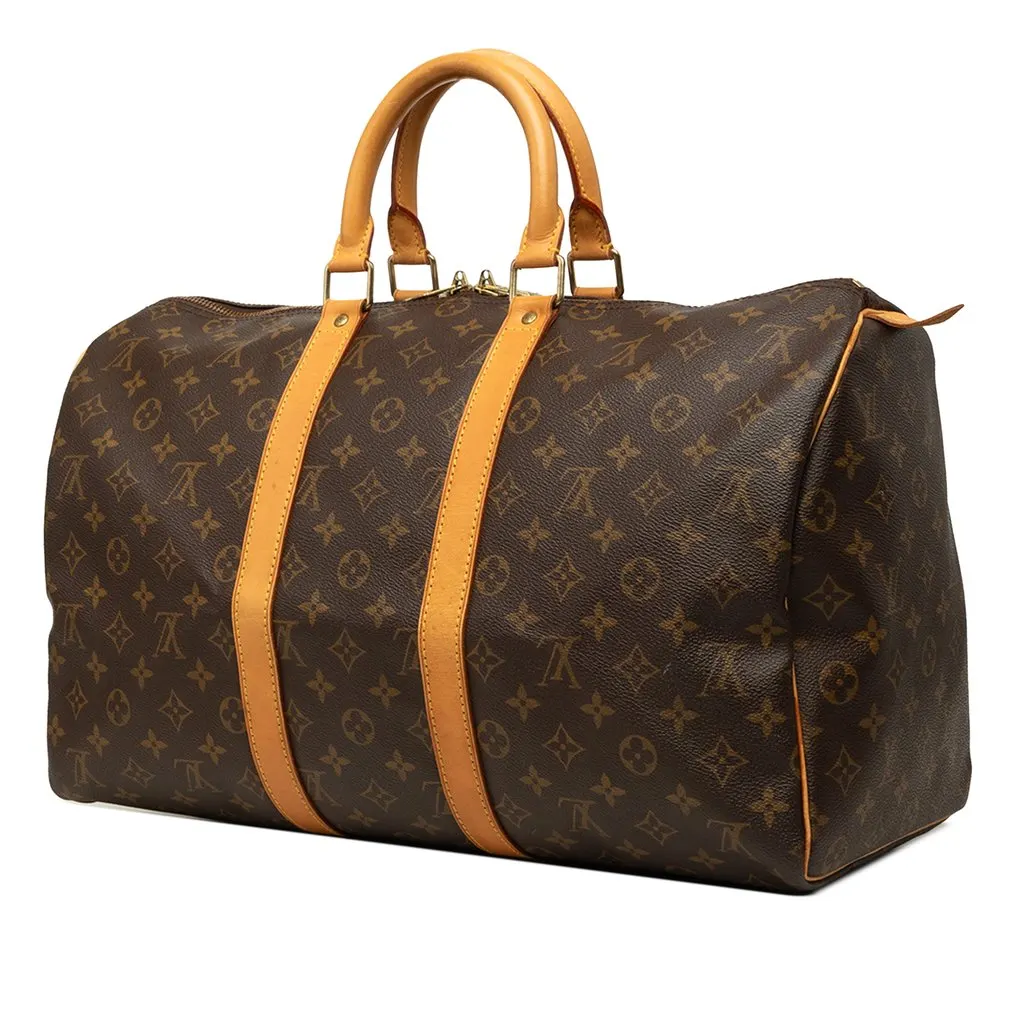 Louis Vuitton Monogram Keepall 45 Brown Canvas Good - Back View