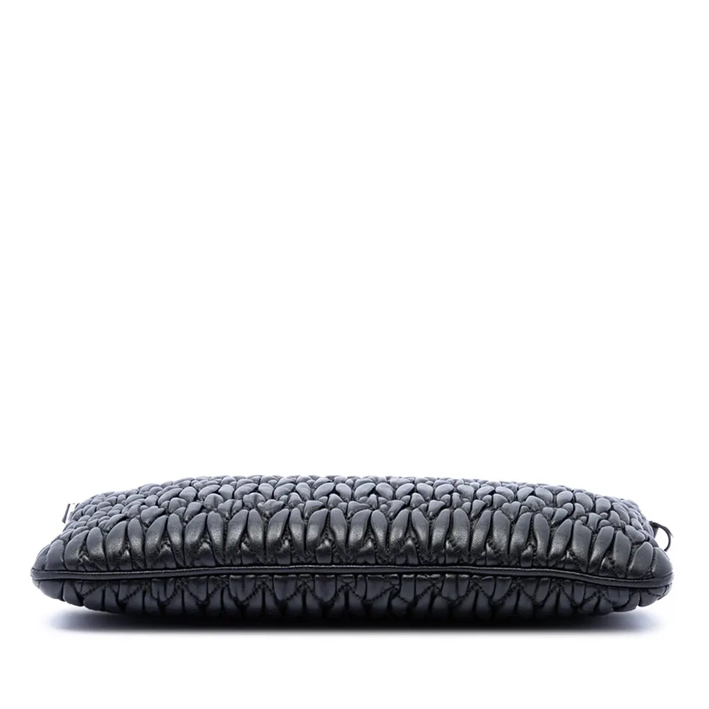 Miu Miu Matelasse Nappa Frame Clutch with Strap Black Leather Very good - Inside View