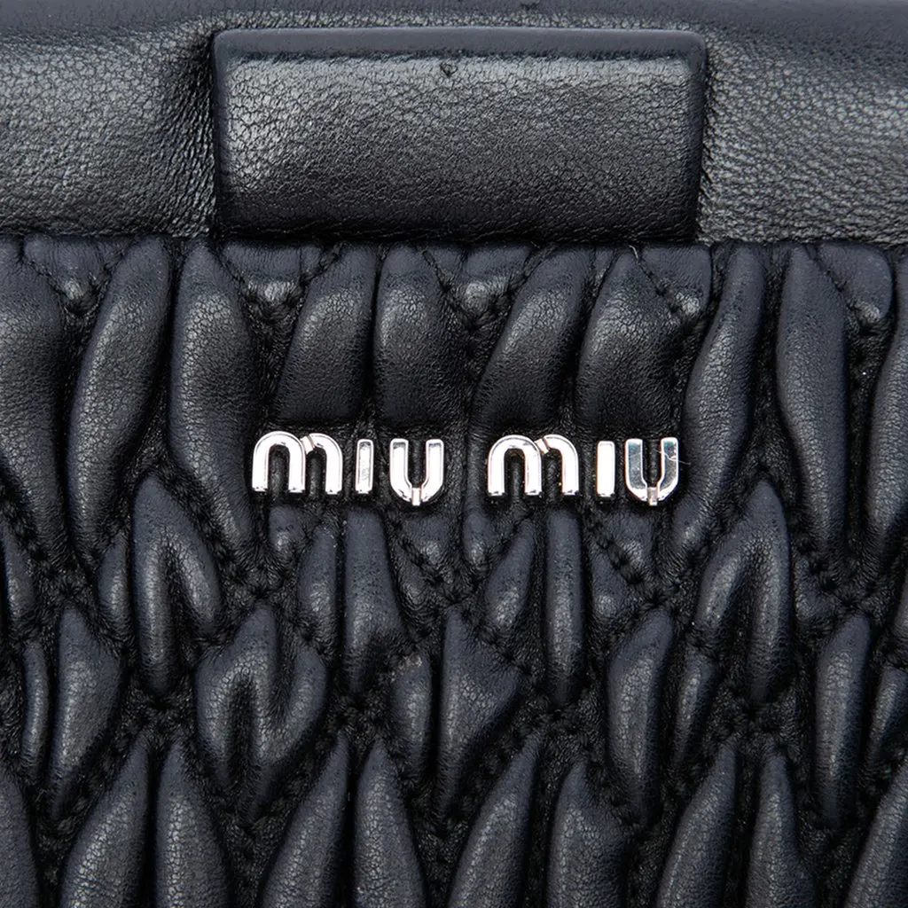 Miu Miu Matelasse Nappa Frame Clutch with Strap Black Leather Very good - Box View