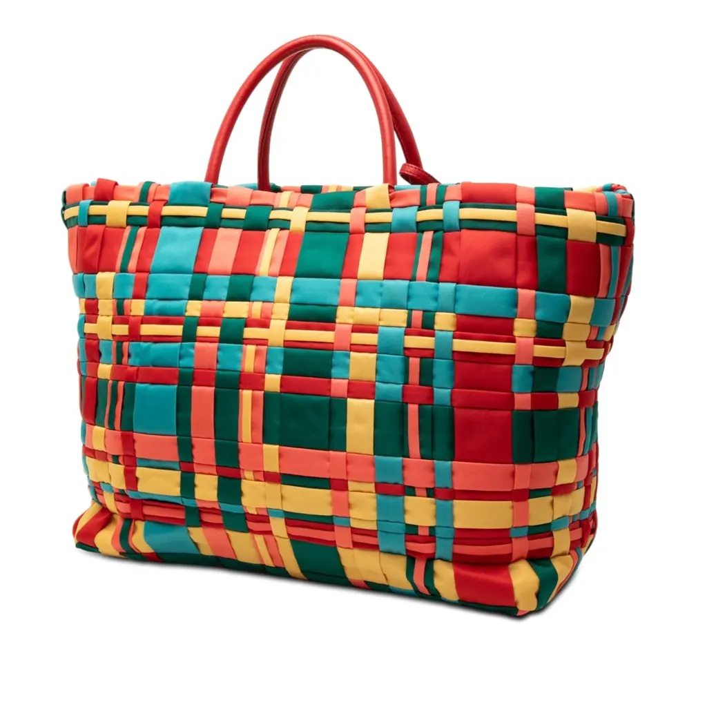 Prada Multicolor Woven Tessuto Shopping Tote Red Very good - Back View