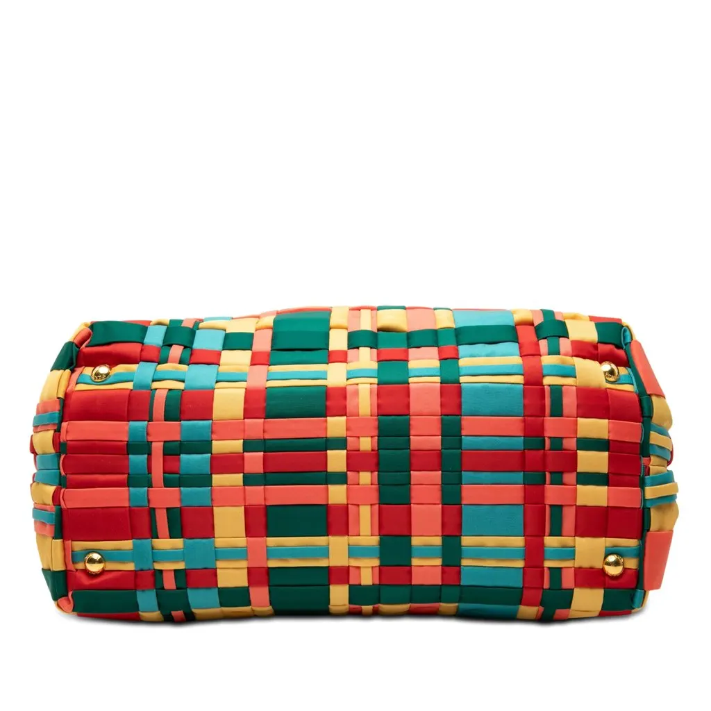 Prada Multicolor Woven Tessuto Shopping Tote Red Very good - Inside View
