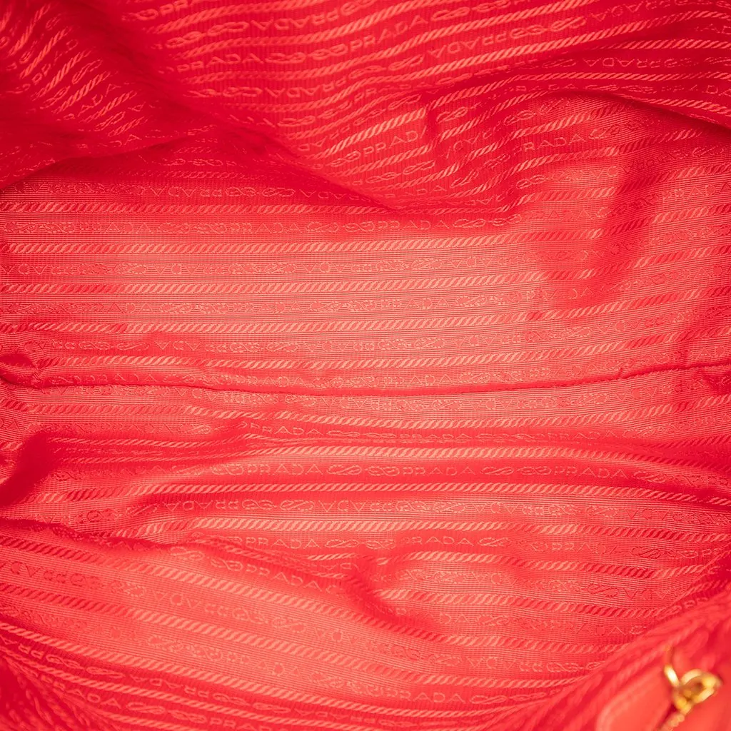 Prada Multicolor Woven Tessuto Shopping Tote Red Very good - Model View