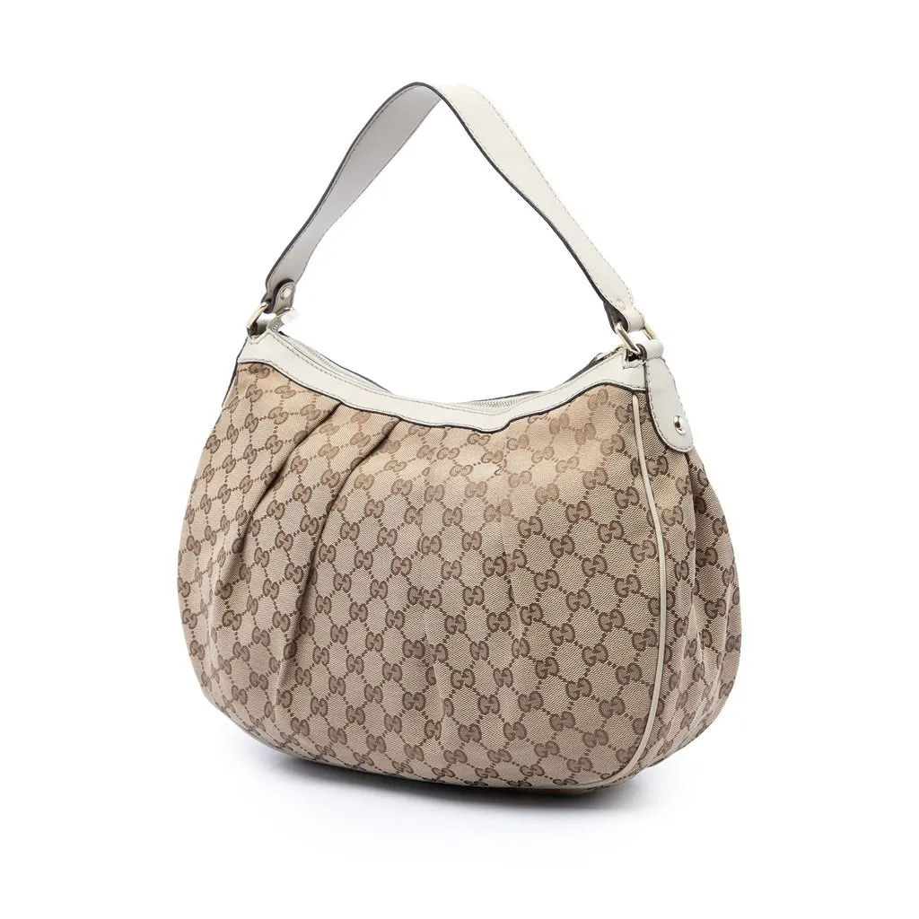 Gucci GG Canvas Sukey Shoulder Bag Beige Canvas Good - Back View