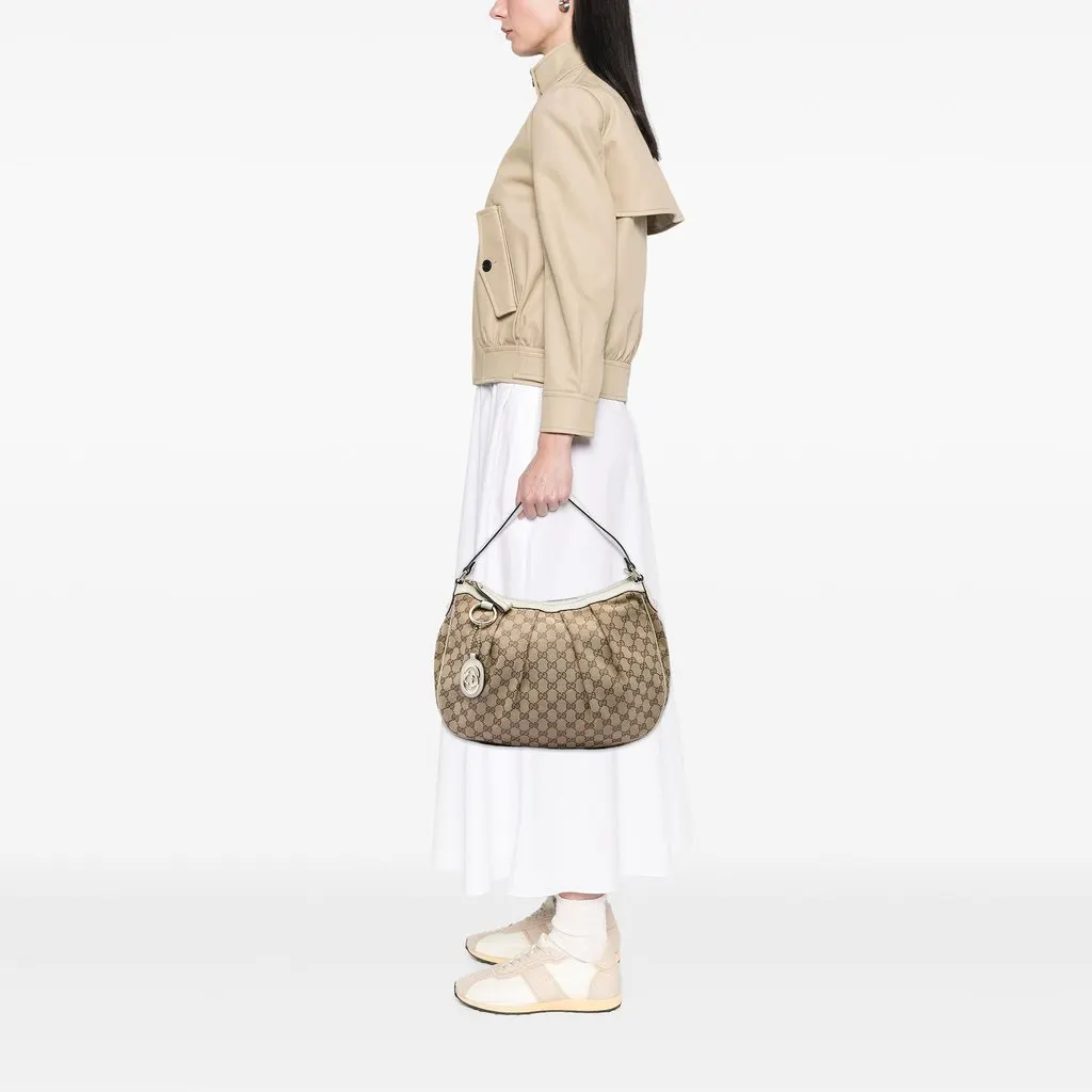 Gucci GG Canvas Sukey Shoulder Bag Beige Canvas Good - Box View