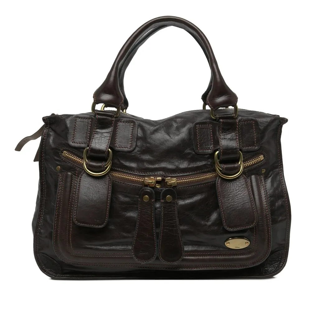 Chloé Large Leather Bay Satchel Brown Leather Very good - Front View