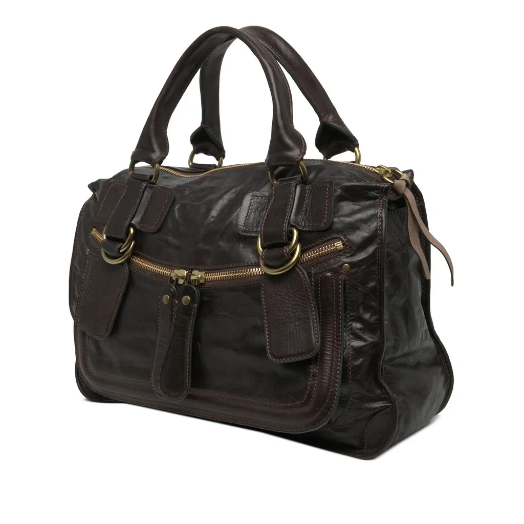 Chloé Large Leather Bay Satchel Brown Leather Very good - Back View