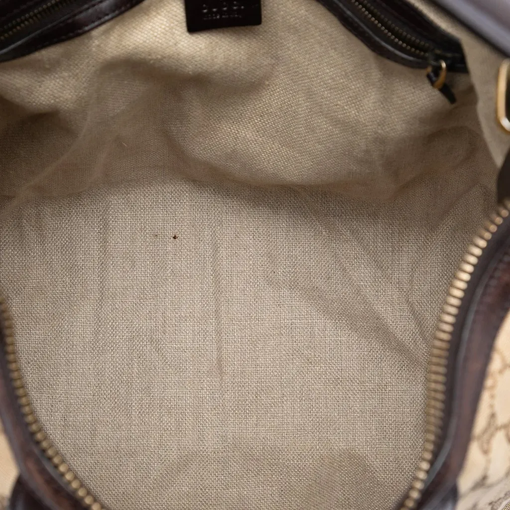 Gucci GG Canvas and Crocodile Embossed Calfskin Secret Satchel Beige Very good - Model View