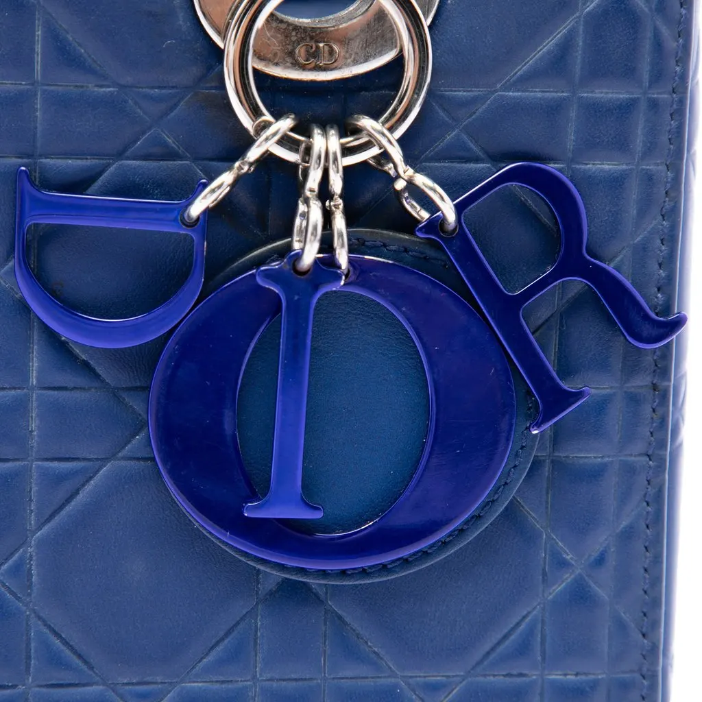 Dior Medium Ultra Matte Calfskin Embossed Cannage Lady Dior Blue Leather Good - Box View