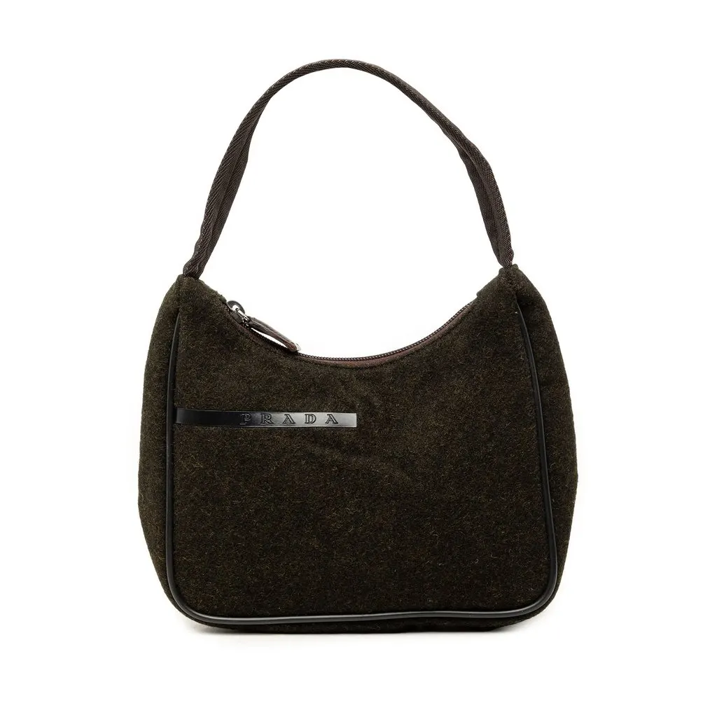 Prada Sports Line Wool Handbag Brown Very good - Front View
