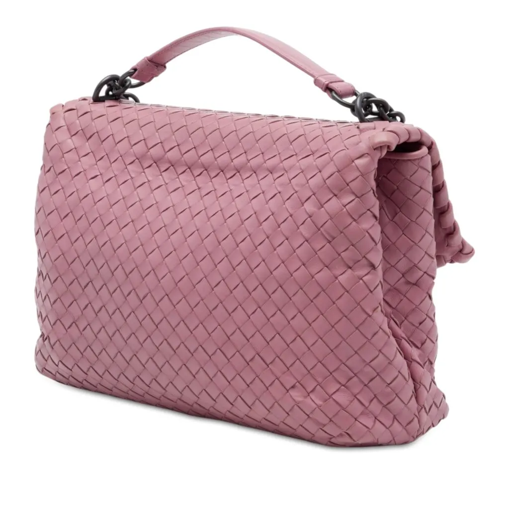 Bottega Veneta Medium Nappa Intrecciato Olimpia Shoulder Bag Pink Leather Very good - Back View