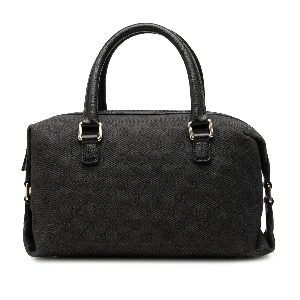 Gucci GG Canvas Boston Bag Black Canvas Good - Front View