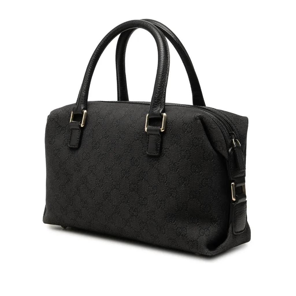 Gucci GG Canvas Boston Bag Black Canvas Good - Back View